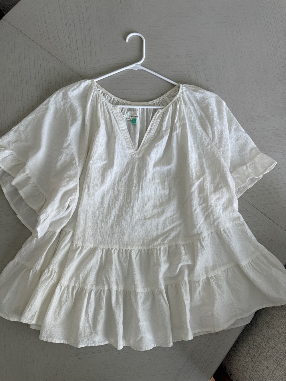 Anthropologie Cream Ruffle Tiered Peasant Tunic